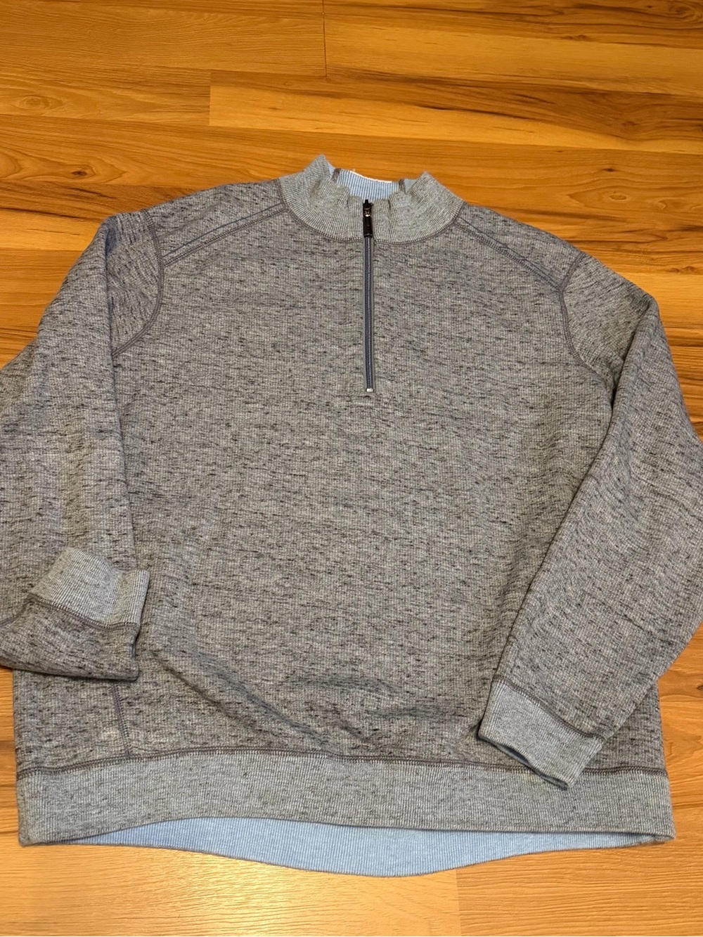Tommy Bahama Reversible Gray Light Blue Quarter-Zip Pullover Sweatshirt